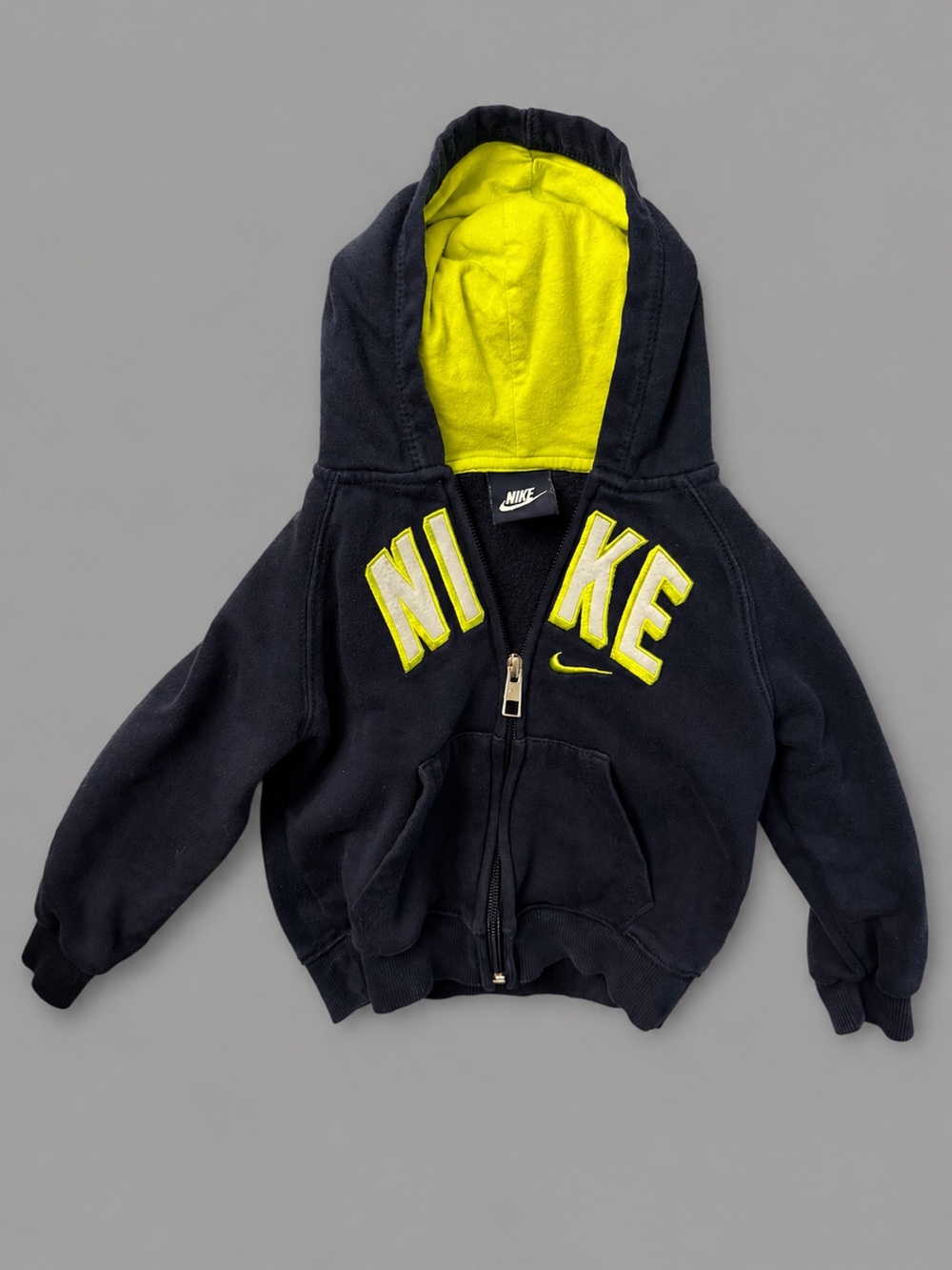 Nike Kids Black Hoodie with Neon Yellow Accents